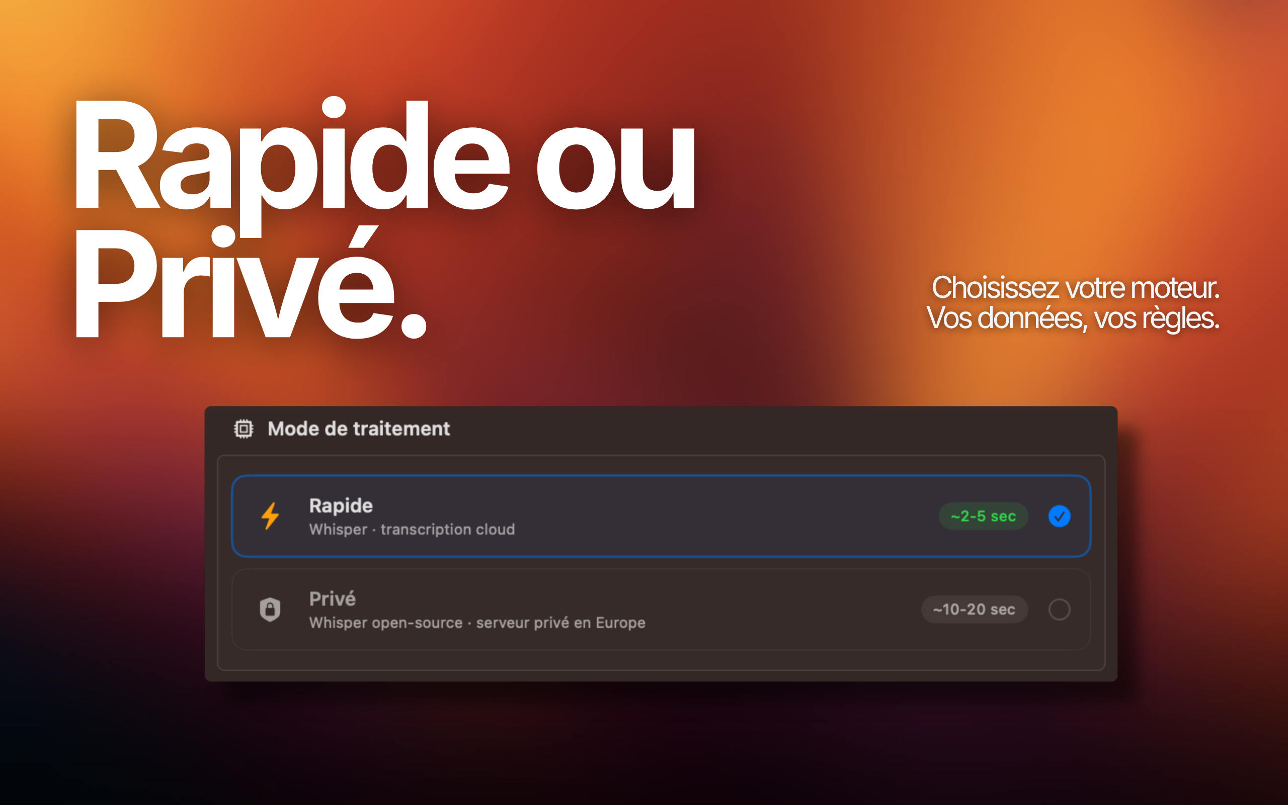 Mode Rapide ou Priv&eacute;